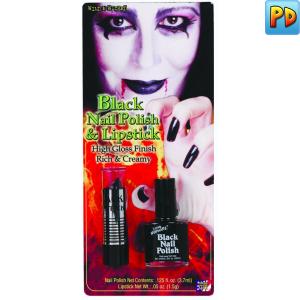Black Nail Polish and Lipstick
