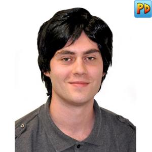 Mans Black Wig with Side Parting