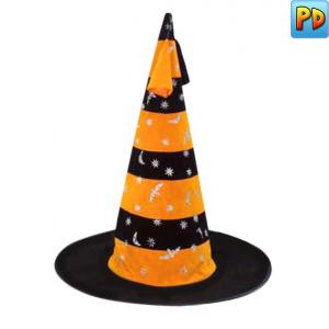 Striped Witch Hat, Black/Orange