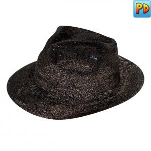 Glitter Gangster Hat, Black