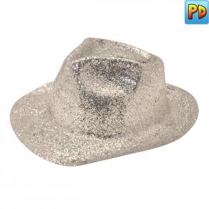 Glitter Gangster Hat, Silver