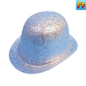 Glitter Bowler Hat, Silver