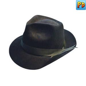 Gangster Hat, Black Flock