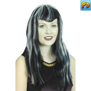 Vampiress Wig with White Streaks