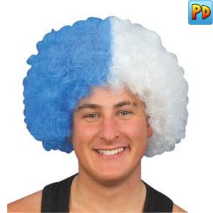 Sports Fan Wig, Blue and White