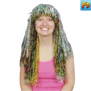 Crinkle Tinsel Wig, Multi-Coloured