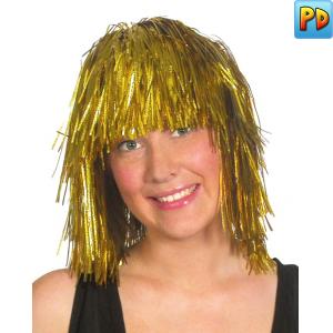 Short Cyber Tinsel Wig, Gold