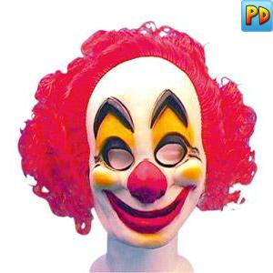 Clown Front Face Mask with Hair