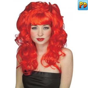 Fabulous Devil Wig, Red with Horns