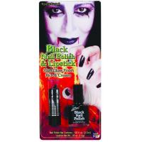 Black Nail Polish and Lipstick
