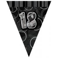 Age 18 Black & Silver Pennant Banner
