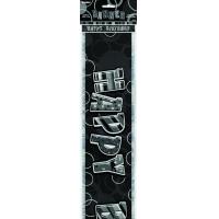 Happy Birthday Banner, Black/Silver