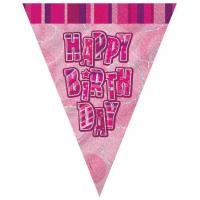 Happy Birthday Pennant Banner, Pink