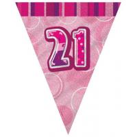 Age 21 Pennant Banner, Pink