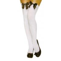 Thigh Highs, White with Black Bow