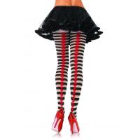 Leg Avenue Striped Tights with Heart Seam