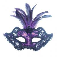 Lace & Feather Eyemask, Purple/Black