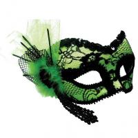 Lace Decorated Eyemask, Green/Black