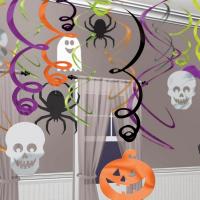 Pumpkins, Spiders & Ghosts Hanging Swirl Decorations