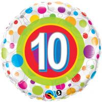 Age 10 Colorful Dots Foil Balloon