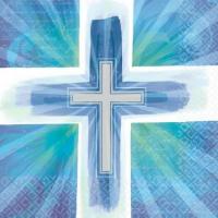 Joyous Cross Blue Lunch Napkins