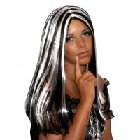 Witch Wig, Black with White Streaks