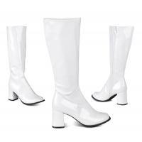 Ladies Long Patent Boots, White