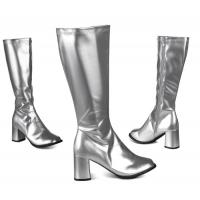 Ladies Long Patent Boots, Silver