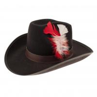 Cowboy Hat With Feather, Black