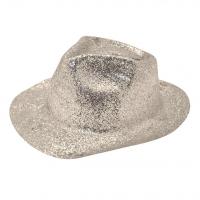 Glitter Gangster Hat, Silver