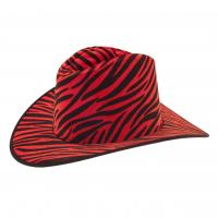 Cow Print Cowboy Hat, Red/Black Stripe