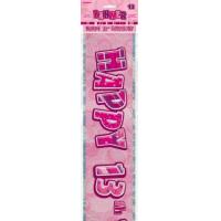 Happy 13th Birthday Banner, Pink