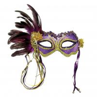 Metallic Satin Eyemask with Side Feather, Purple