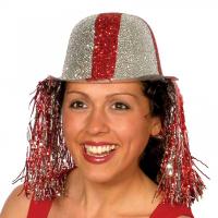 St George Cross Glitter Bowler Hat with Hair, Pack of 12