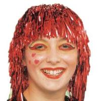 Budget Tinsel Wig, Red