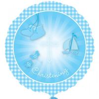 Christening Booties Blue Foil Balloon