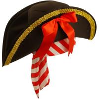 Adult Pirate with Gold Edge, Red & White Stripe Trim