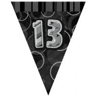 Age 13 Black & Silver Pennant Banner