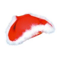 Tricorn Hat, Red with Fur Trim