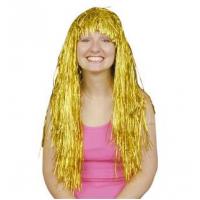 Long Tinsel Wig, Metallic Gold