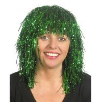 Short Crinkle Tinsel Wig, Green