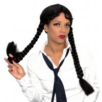 Schoolgirl Wig with Plaits, Black