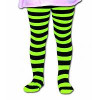 Childrens Striped Tights, Green/Black
