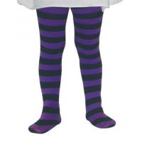 Childrens Striped Tights, Purple/Black