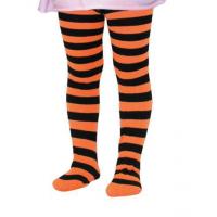 Childrens Striped Tights, Orange/Black
