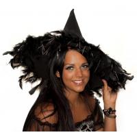 Witch Hat with Feather Trim
